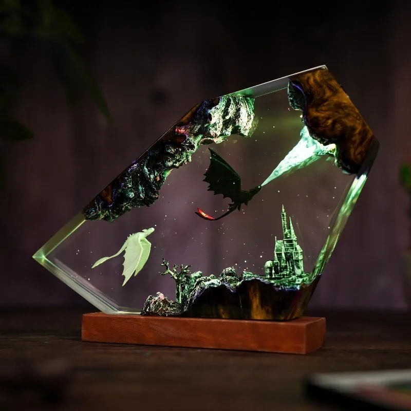 

Resin Lamp Toothless Light Fury Epoxy Lamp Creative Bedroom Bedside Night Light Home Decor Atmosphere Lamp Desktop Ornament Gift