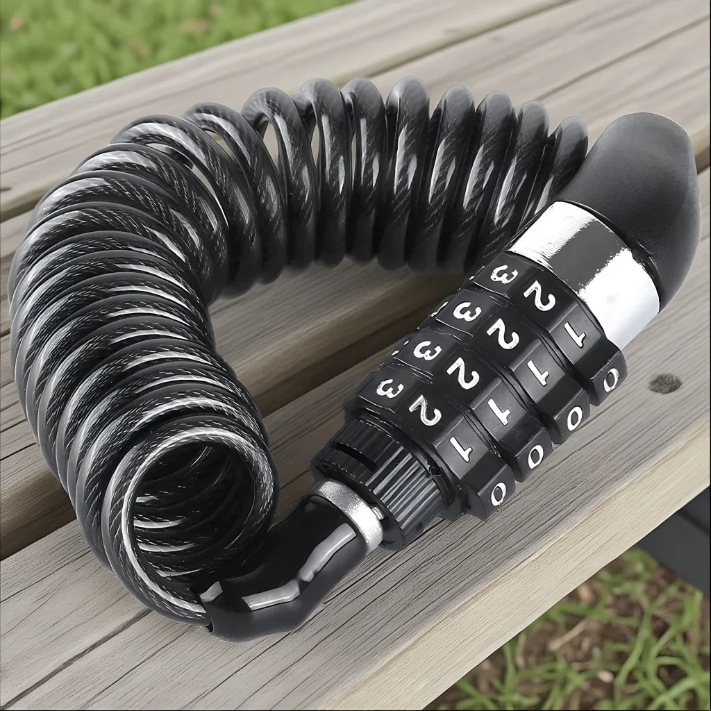 

Прочная классическая цепь с замком для шлема - 4-значная комбинация паролей, противоугонный тросовый замок для мотоцикла, велосипеда