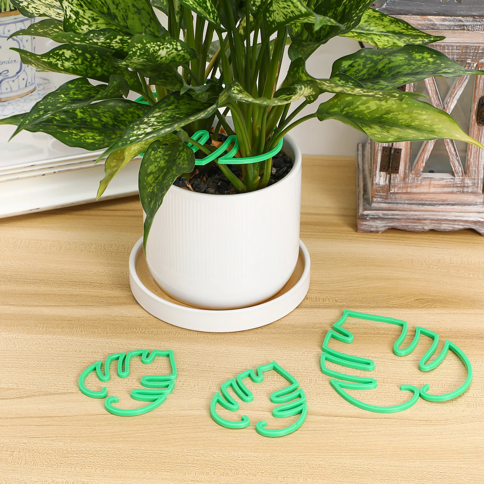 

4pcs Plant Stem Support Monstera Shaped Houseplant Holder Sturdy Plastic Decorative Trellis Big Leaf Vegetable Stabilizer Garden
