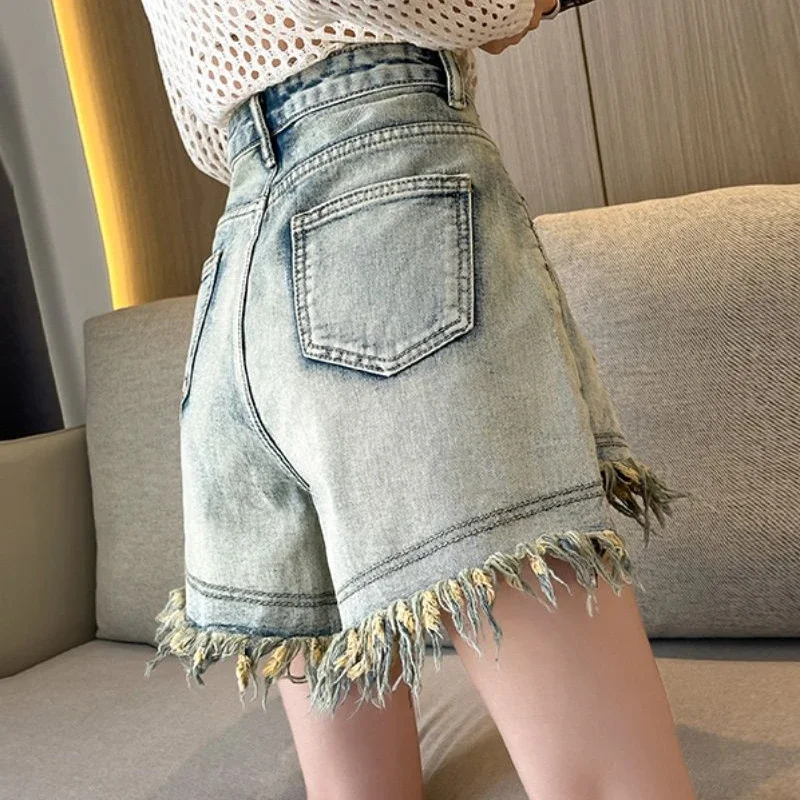 

Denim Shorts for Women Vintage Short Jean Pants Woman Ripped Jorts Elasticty Harajuku Fashion XL Hot Elegant Classic Comfy Flowy