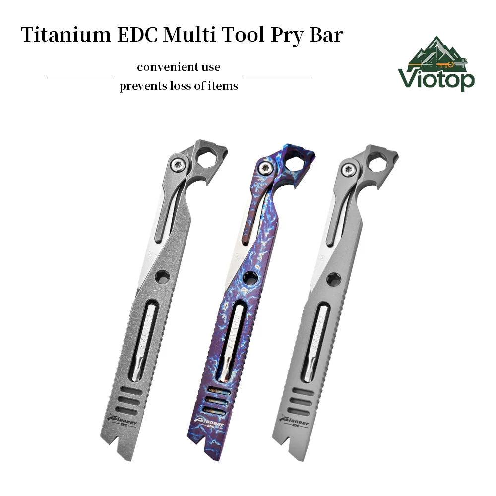 Titanium Alloy EDC Pry Bar Multifunctional Outdoo r Pocket Tool Bottle Opener Rope Cutter Screwdriver Camping Portable Gadget