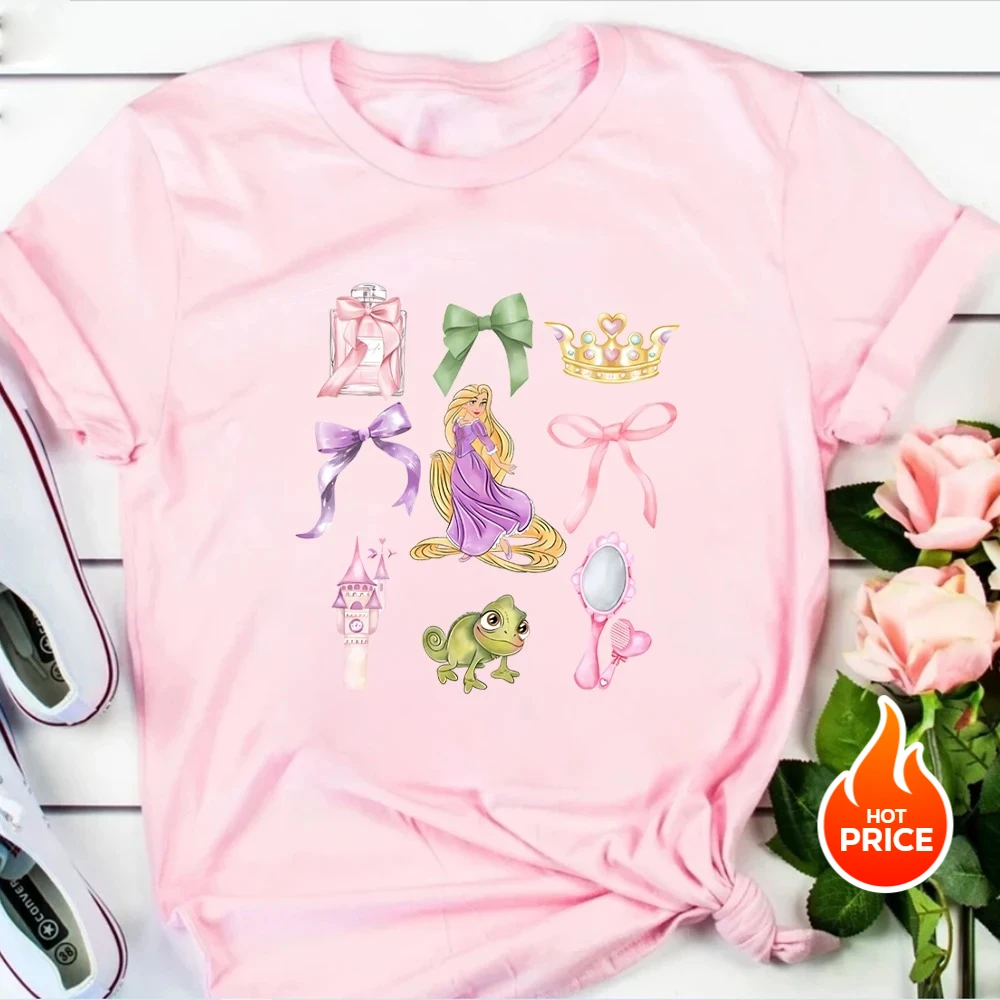 Aesthetic Tangled T-shirt Rapunzel Shirt Chasing Dreams Shirts Pascal Tee Harajuku Short Sleeves Tops Women Clothes Y2k Top
