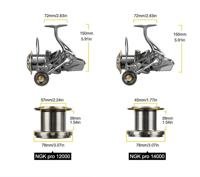 BILLINGS Spinnrolle für Weitwürfe, Angelrolle mit Edelstahlspindel, 6+1BB, Hochfester Körper, Maximale Bremskraft 15KG, Mit Metallspule – Detail 5