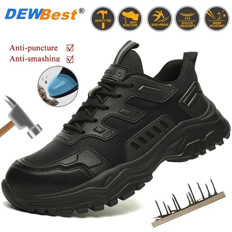 

Mens Breathable Comfortable Wearable Safety Shoes Anti-slip Steel Toe Shoes Anti Puncture Protection Safety Work Boots