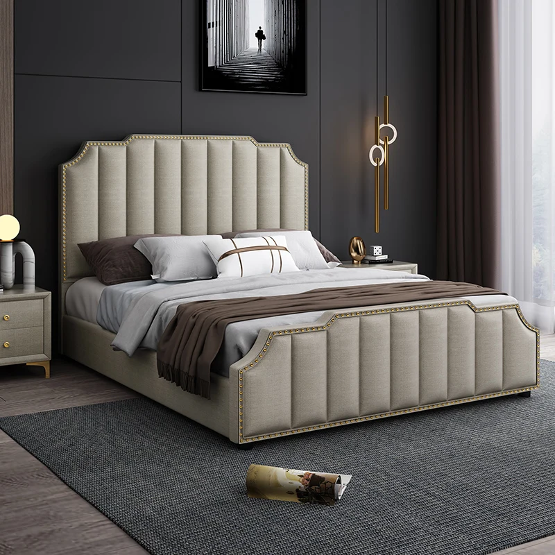 Tech Fabric High Quality Queen Bed Frame High Quality King Size Double Large Room Furniture Luxury Bed