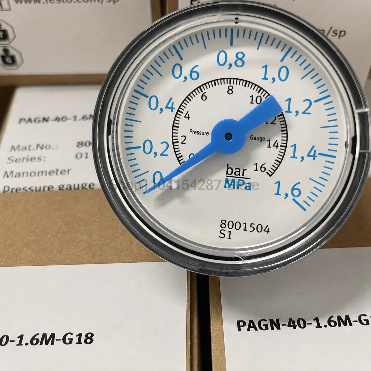 PAGN-40/50/26/P-1.6M Series Precision Thread Pressure Gauge 0.1-1.6MPa Pneumatic Pressure Meter G1/4 G14 G18 Industrial Gauge