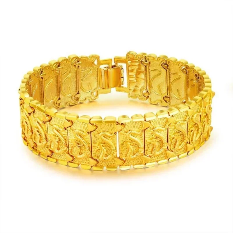 

Gold 24k bracelet for men 9999 domineering dragon brand AU750 versatile watch chain to give friends jewelry and make money