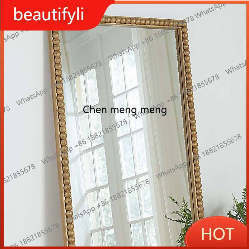 D80 French rectangular light luxury floor mirror dressing fitting mirror home living room full body mirror