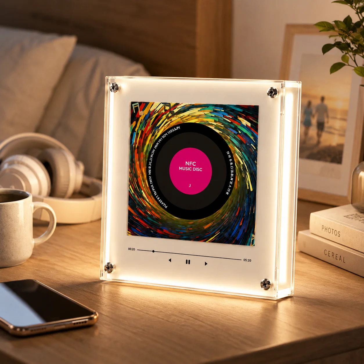 Smart NFC Sensor Fridge Magnet Night Light Acrylic LED Lamp Auto Music Player Bedroom Kitchen Living Room Home Decor Gift