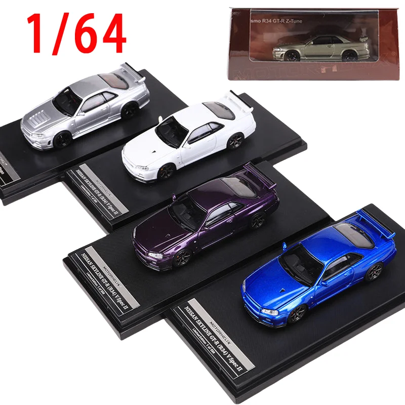 Diecast 1/64 Scale Nissan Skyline R34 Z-Tune Sports Car Model Nissan Alloy Skyline Classic Car Model Collection Display