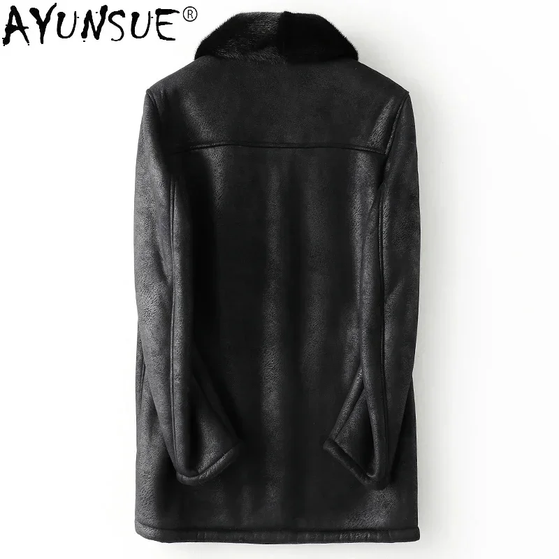 AYUNSUE Genuine Leather Jacket Men Clothes Real Mink for Coat Winter Mens 2025 Men's Clothing Chaquetas Hombre LXR794