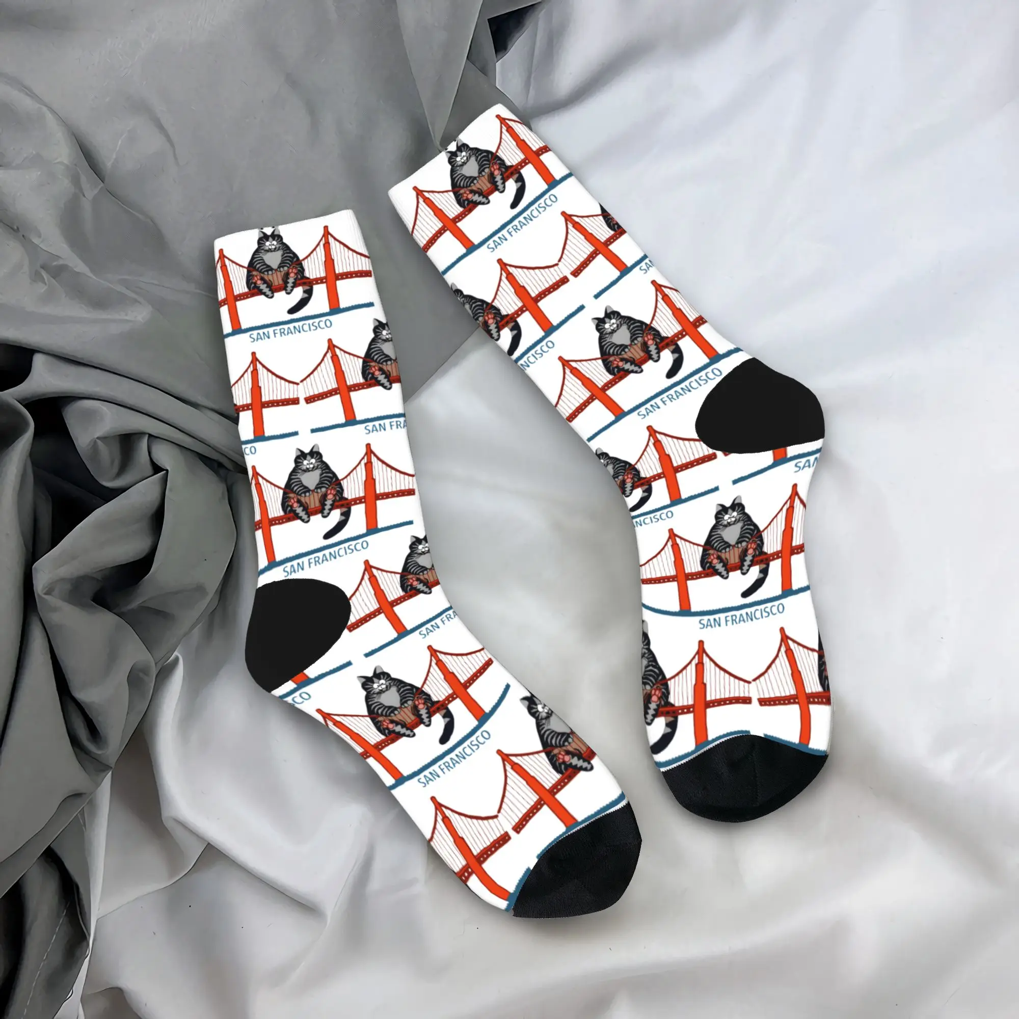 Adults Men Socks Ryan Gosling Cat Golden Gate Bridge Book Lover Stockings Anti Soft Breathable Socks Autumn Outdoor Sports Socks