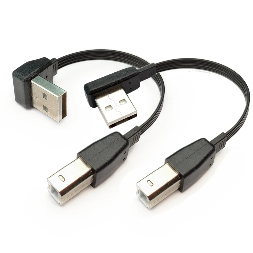 كابل بيانات USB2.0 بطول 0.1 متر علوي وسفلي وأيسر وأيمن، كابل بيانات بفم مربع 90 درجة AM إلى BM كابل طابعة سطح المكتب 10 سم - 100 سم
