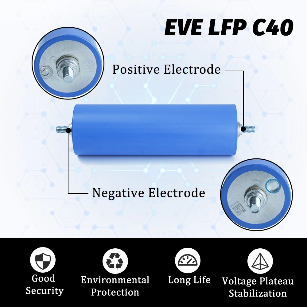 EVE C40 20Ah lifepo4 cylindrical Cell 40135 3.2V lifepo4 battery Rechargeable 20000mAh Lithium Iron Phosphate for Ebike Battery