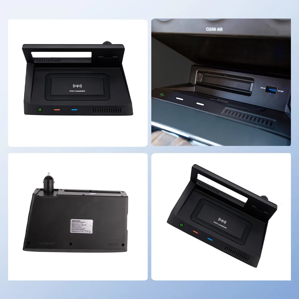 لوحة شحن لاسلكية للسيارة لسيارة Volkswagen Tiguan 2017-2024 شاحن الهاتف حامل الهاتف شحن سريع ملحقات ضبط #5