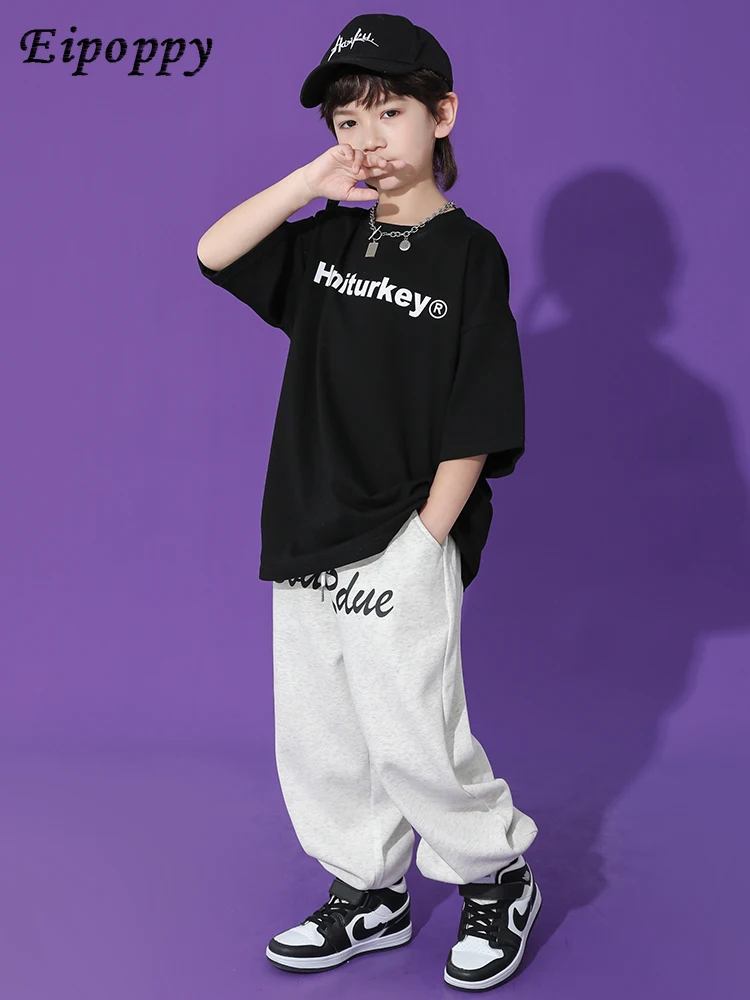 بدلة رقص للأطفال بأكمام قصيرة ، ملابس عصرية للأولاد و الفتيات ، زي هيب هوب