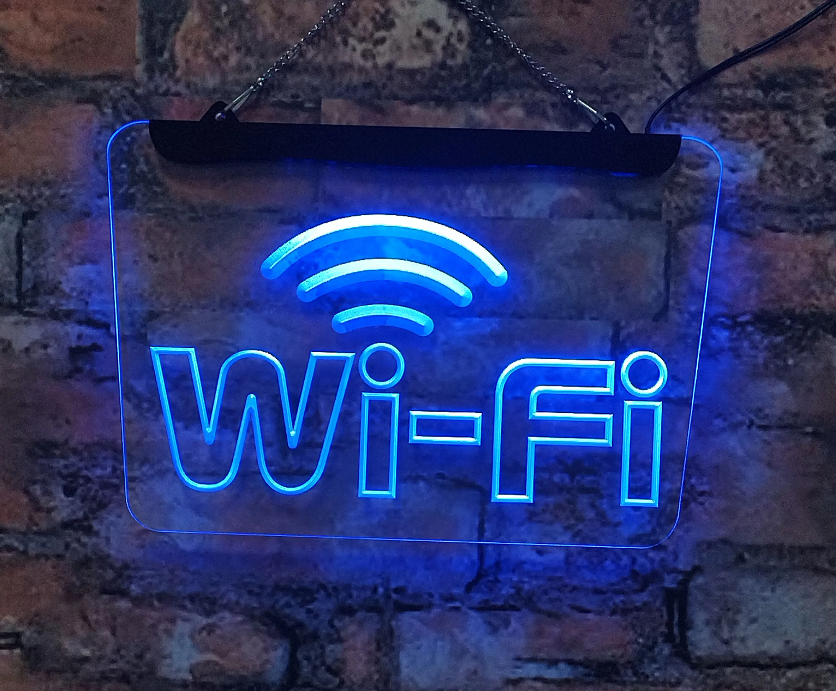 Wireless WIFI signal, neon sign, acrylic board, home decoration, interior wall art, blue 30*40 for rooms stores bar party gifts
