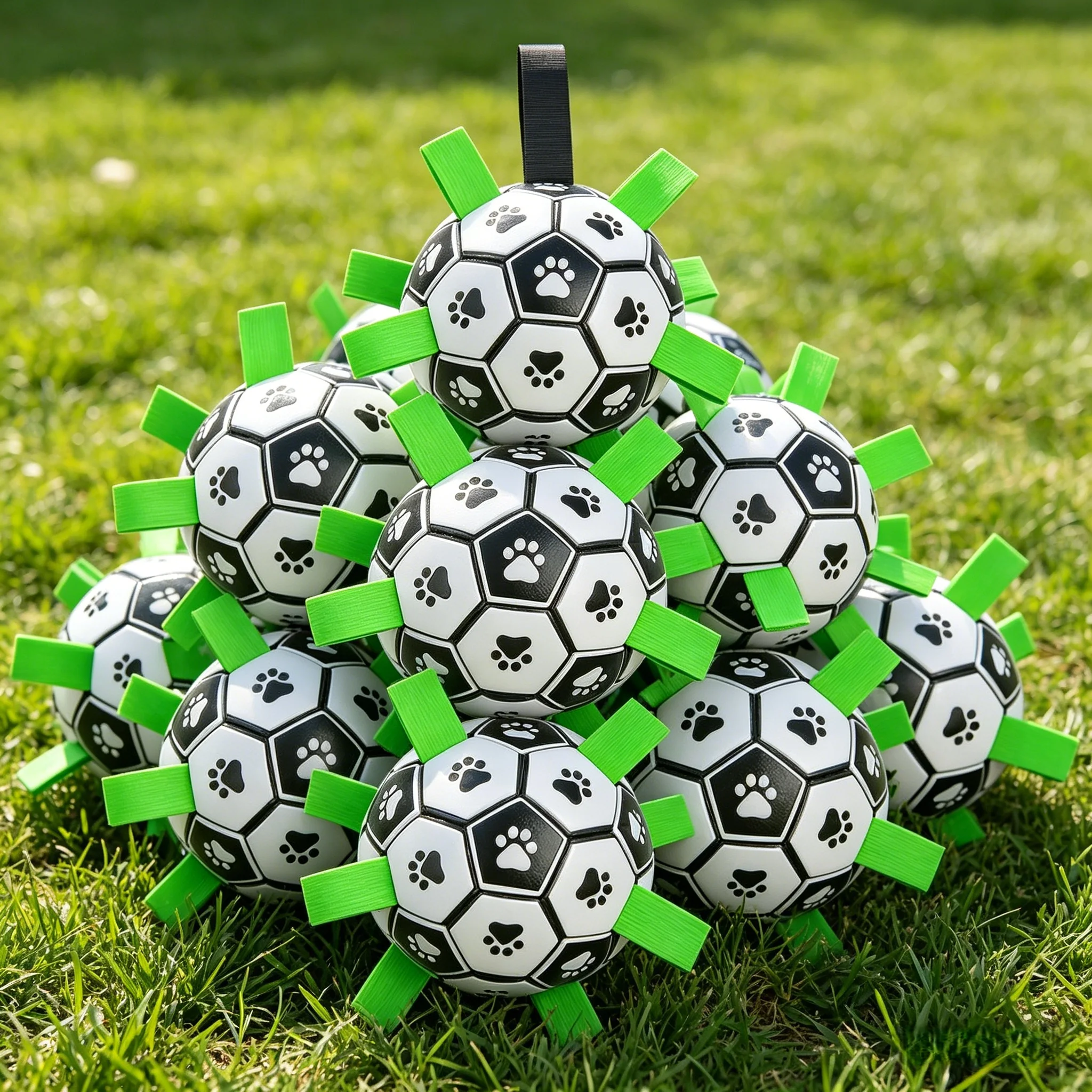 Quietschendes Fußball-Hundespielzeug für Training & Spiel: Selbstspielender, bissfester Ball für Apportierspiele und unabhängigen Spaß