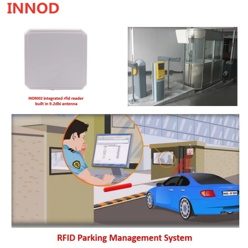 Lector RFID de largo alcance, sistema de Control de acceso de puerta de barrera de estacionamiento, 1-6M, UHF integrado, RFID, con pegatina RFID