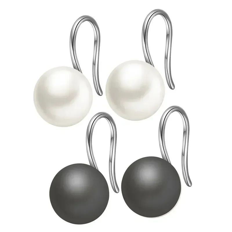 Hot-selling Titanium steel non-fading earrings Crystal from Austrian Black and white round ceramic earrings