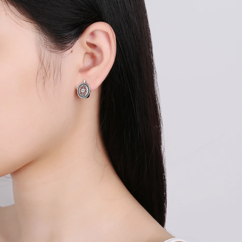 Luxury Natural Black Spinel 925 Sterling Silver Geometric Oval Hoop Earring for Women Statement Gemstone Fine Jewelry Huggies