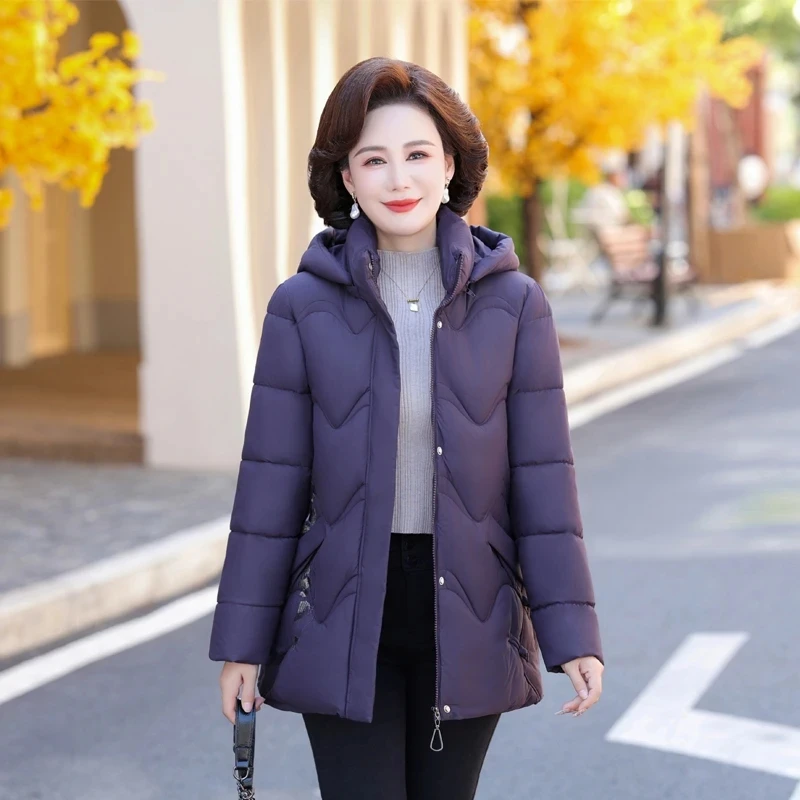 Winter Thick Warm Down Cotton Padded Jackets 2025 New Autumn Jackets Loose Women's Parka Hooded Stand Collar Long Sleeve Outwear