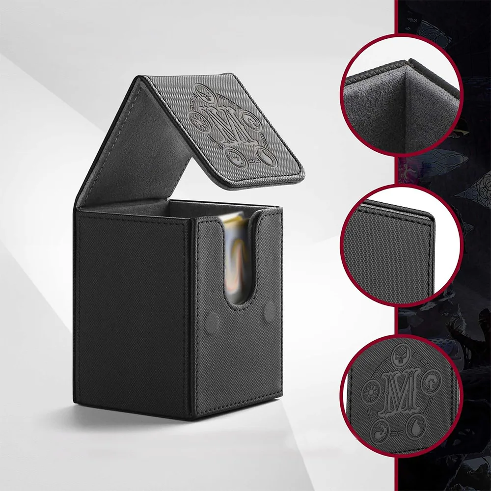 New Magnetic Flip PU Leather Deck Box Large Capacity Embossed Trading Game Card Storage Holder Card Box Child Gifts