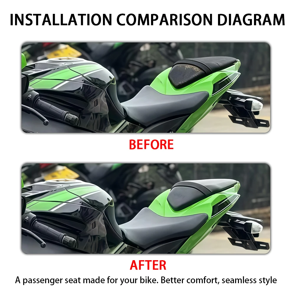 

Rear Pillion Passenger Seat Motorcycle Accessories For Kawasaki Ninja ZX-10R ZX10R KRT 2016 - 2024 Rear Passenger Cushion Seat