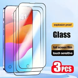 3Pcs Tempered Glass For iPhone 16 15 14 13 12 11 Pro Max Plus Screen Protectors For iPhone 13 Mini XR XS Glass Protective film