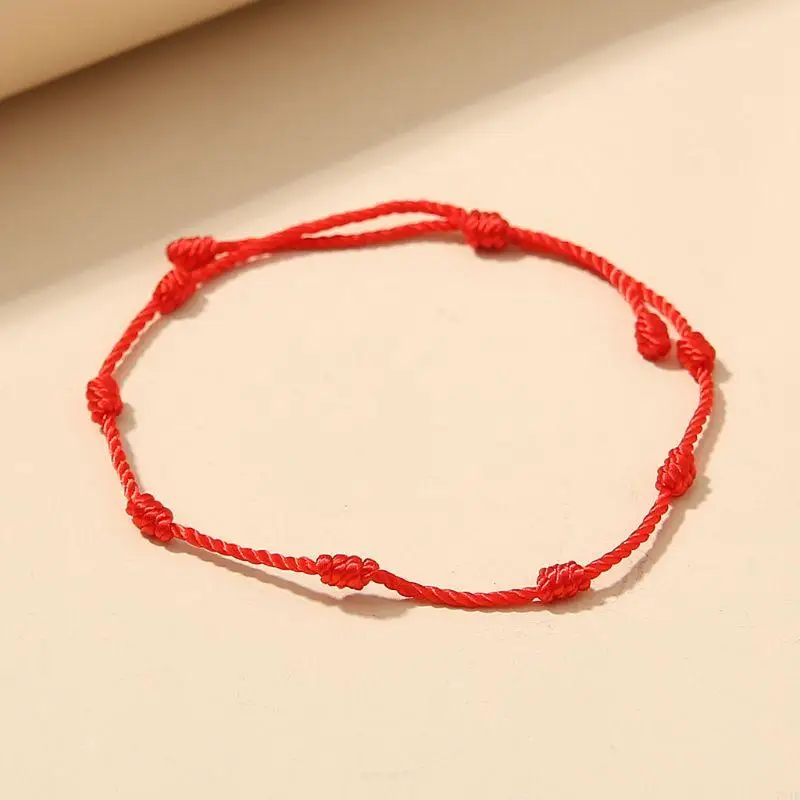 781e 2x Fashion 7 nodi a corda Braccialette bracciali regolabili braccialetti intrecciati Buona fortuna Amuleto per
