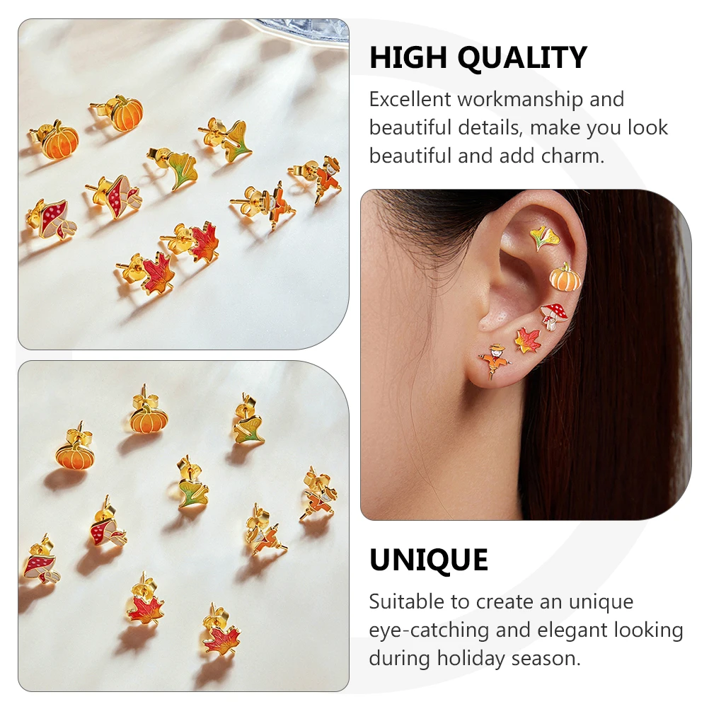 

Sterling Earrings Pumpkin Pendant Holiday Elegant Jewelry Gift for Women Girls S925 Ear Studs Accessories