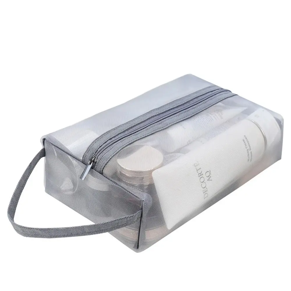 Large Capacity Transparent Mesh Fashion Handbag Skin Care Storage Bag Korean Storage Bag Women Cosmetic Bag Zipper Makeup Bag