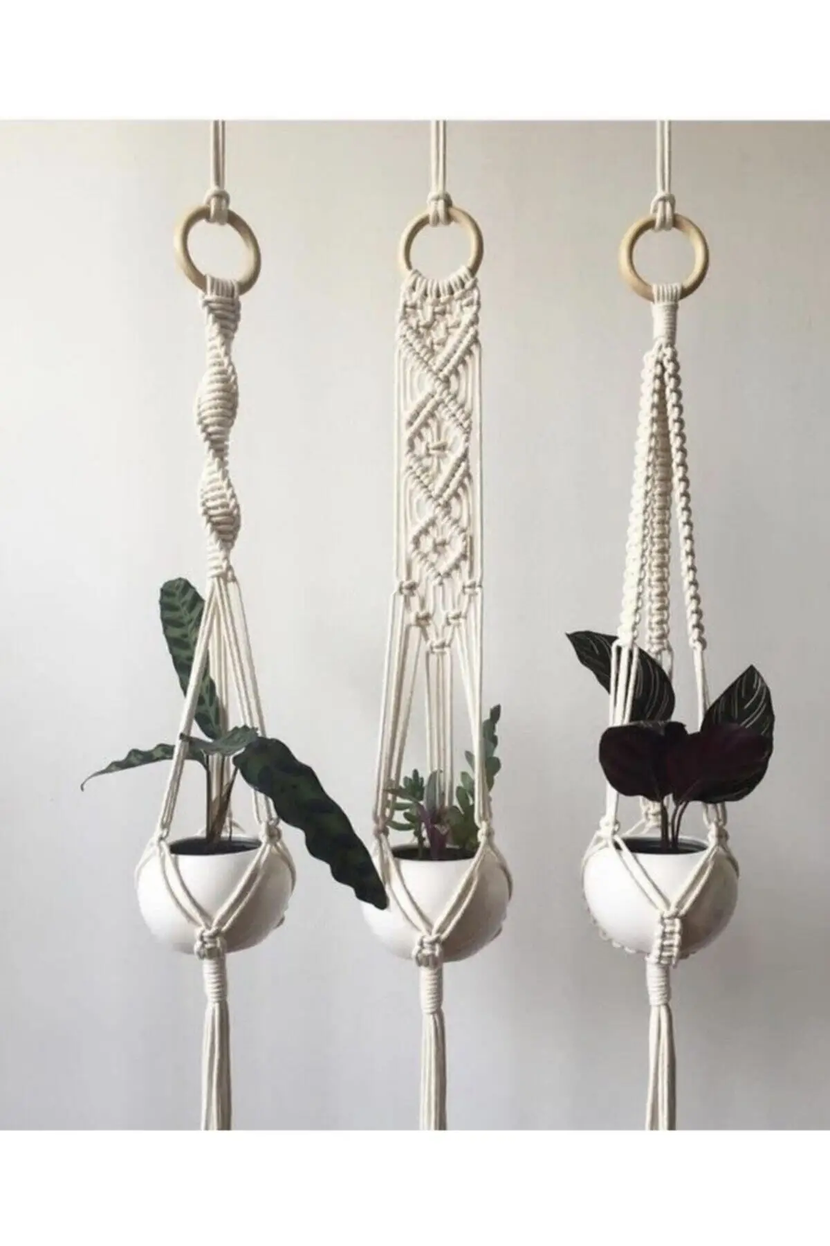 Zoe Macrame Handmade Jardiniere 3'lü