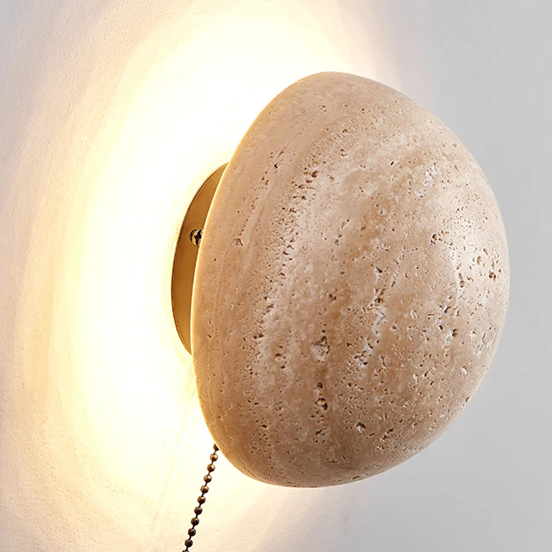 Nordic creme estilo cabeceira lâmpada de parede, LED semi-circular, amarelo natural, pedra da caverna, escada atmosfera luz, decoração do quarto, 10W