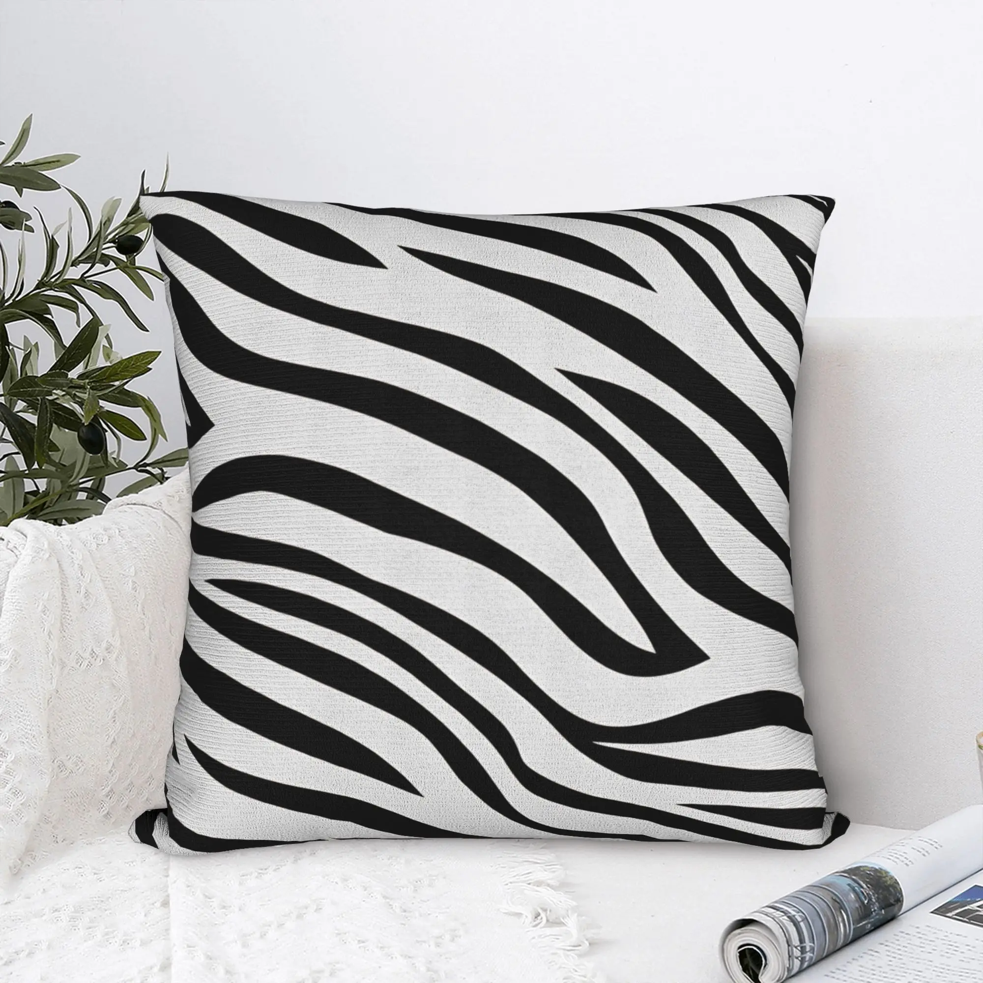 Pillow Cover Black White Zebra Stripe  Kawaii Pillow Case For Living Room Bed Chair Pillowcases