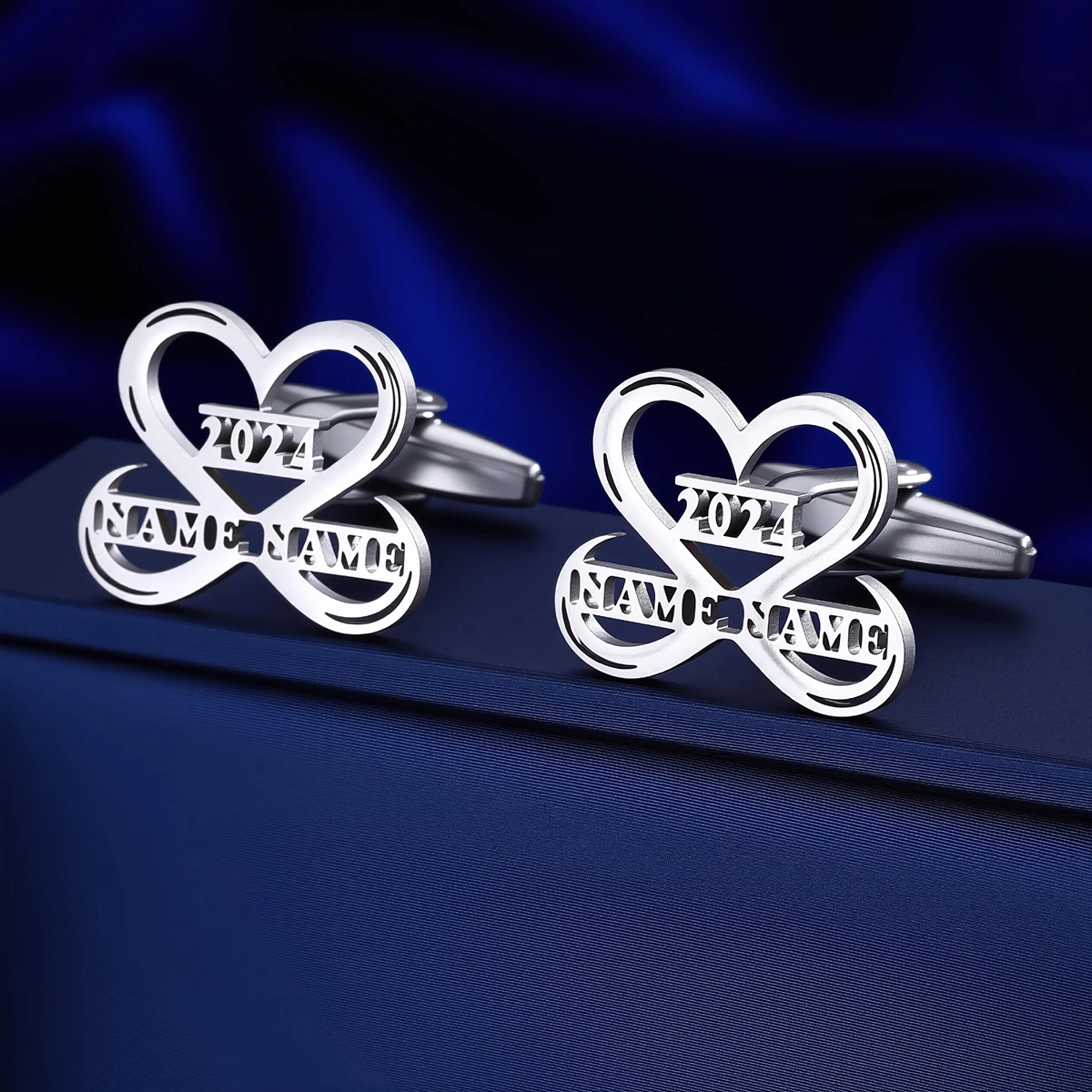 

Customized Name Men's Unlimited Love Cufflinks Custom Suit Shirt Stainless Steel Buttons Sports Jewelry Gifts