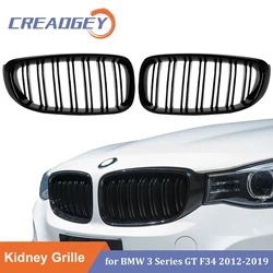 Front Replacement Kidney Grill For BMW 3 Series GT F34 13-20 320i 328i 335i XDrive Double Slats Gloss Black Grills Car Styling