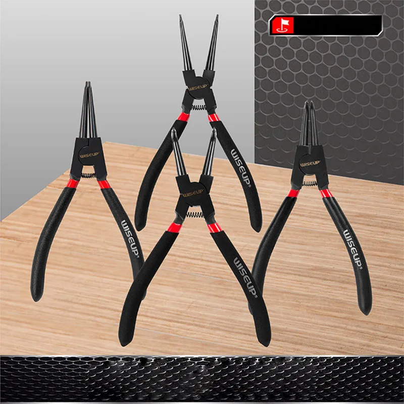 

Multifunctional Circlip Pliers Internal External Ring Remover Installation Tool Straight/Curved Jaw Tip Spring Loaded Tool