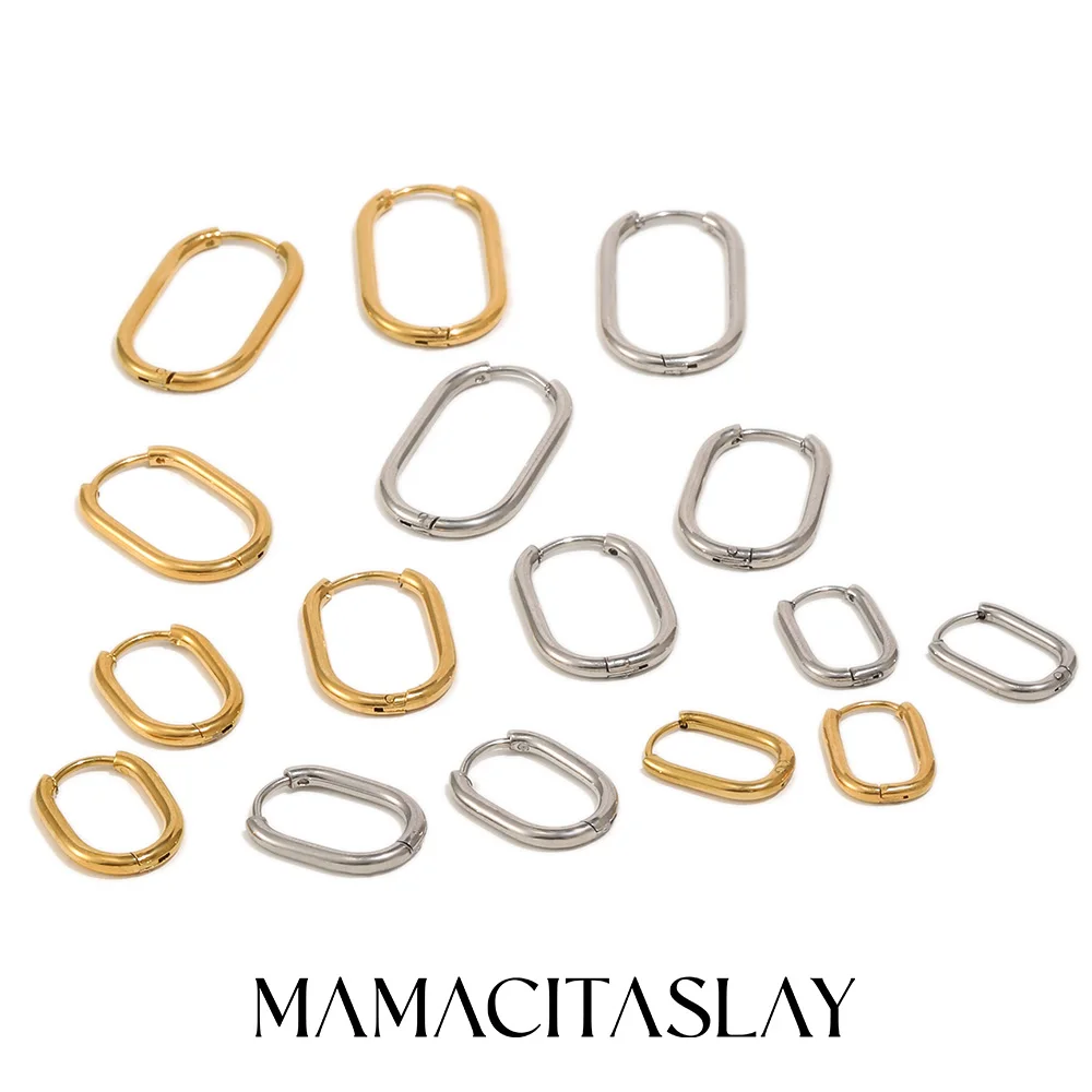MamacitaSlay 316L Stainless Steel Multiple Sizes Hoop Earrings 18K Gold Plated Waterproof DIY Jewelry For Women Everyday Wear