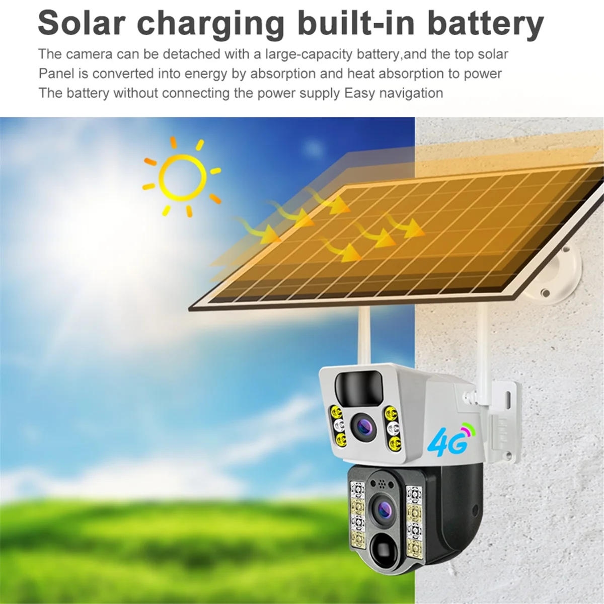 8MP 4K HD Solar 4G Sim Dual Lens Low Powered V380pro Smart Security IP camera Outdoor PIR Human Detection