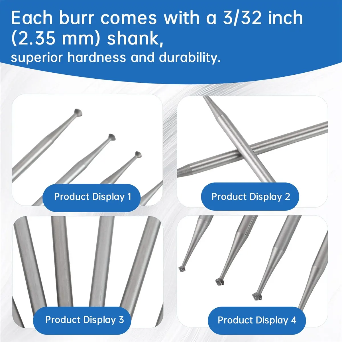 A2444FHOT]6Pcs 90º Burr Set - 3/32Inch Shank Jewelry Making Setting Burs for Lapidary 008-023