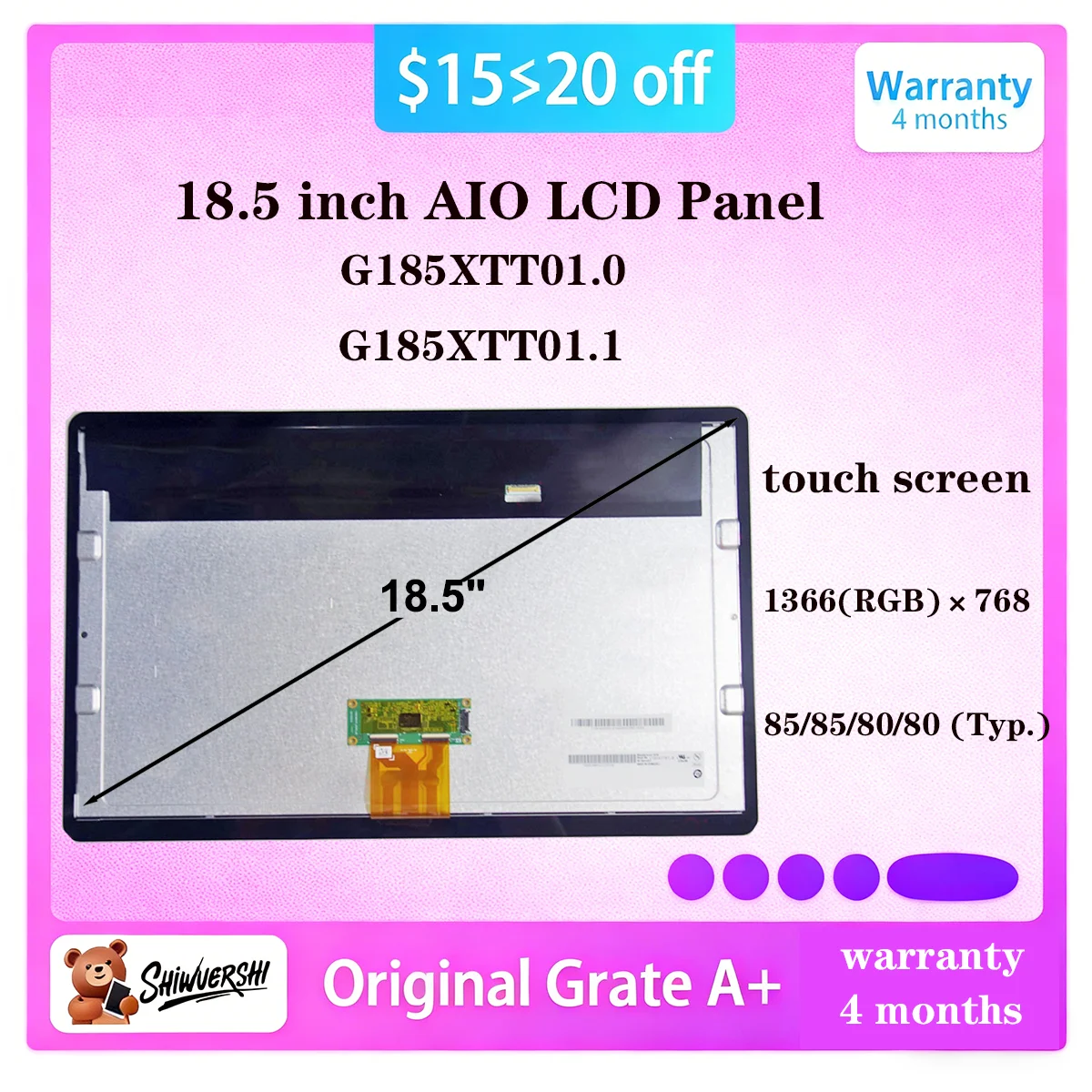 

18.5 Inch Original New LCD Panel Display Monitor G185XTT01.0 G185XTT01.1