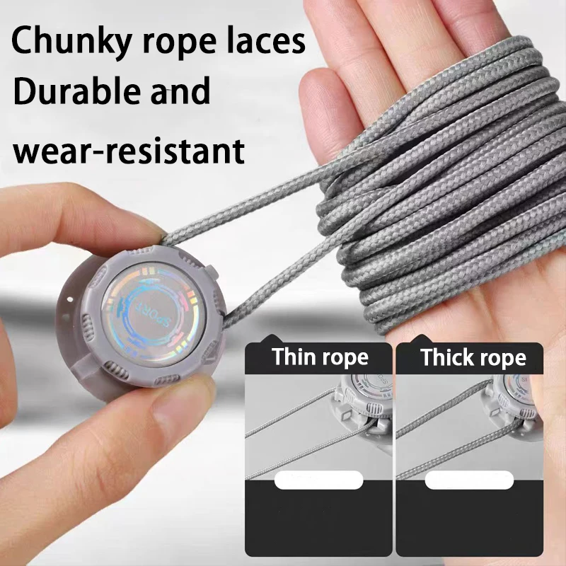 Elastic No Tie Shoelaces - Thick Rope Automatic Laces with Swivel Buckle - Heavy Duty Sports Shoe Laces Speed Shoestrings Unisex image 4
