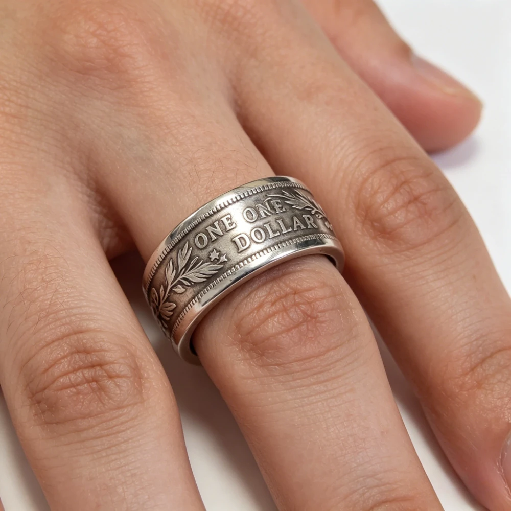 Fashion Retro Punk Ring Antique Silver Color Vintage National Emblem Motto Ring for Men and Women Jewelry Gift Accessories