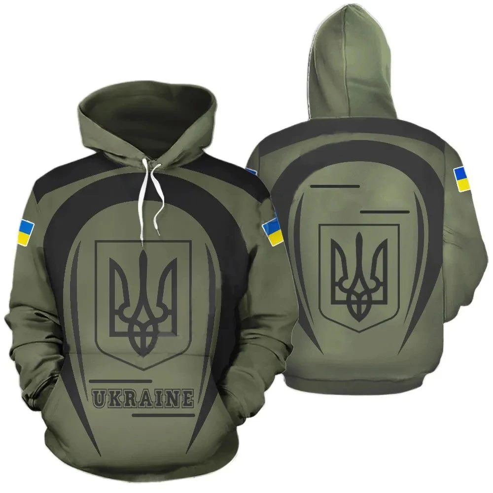 XUkrainian Flag National Emblem 3D Printing VHoodies Sweatshirts Men Women Hooded Oversized Hoodie Fashion Kids Pullover Coat