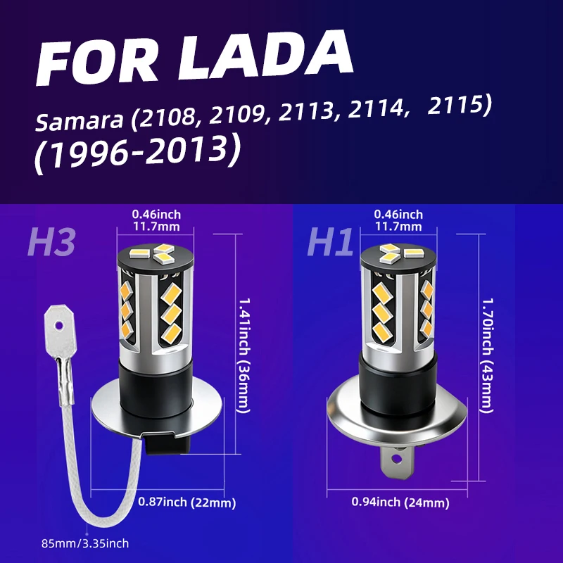 For Lada Samara 2108 2109 2113 2114 2115 LED Fog Lights Bulbs Fornt Foglight Lamp Bulb 2000 2001 2003 2004 2007 2010 2013