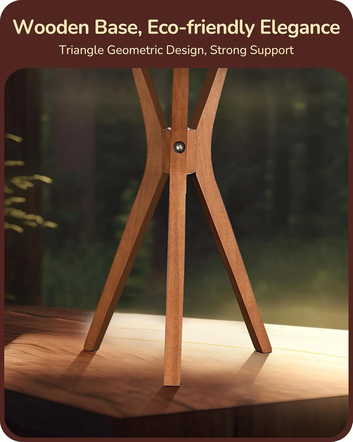 Lámpara de mesa con trípode de mediados de siglo, base de madera profunda de 17,5' y pantalla de lino beige, lámpara de mesita de noche E26 para dormitorio, sala de estar