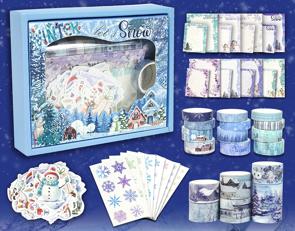 Set di scrapbooking Set di scene di neve invernale Adesivi Carta da lettere Washi Tape Decorazione di album fai da te Forniture per scrapbooking