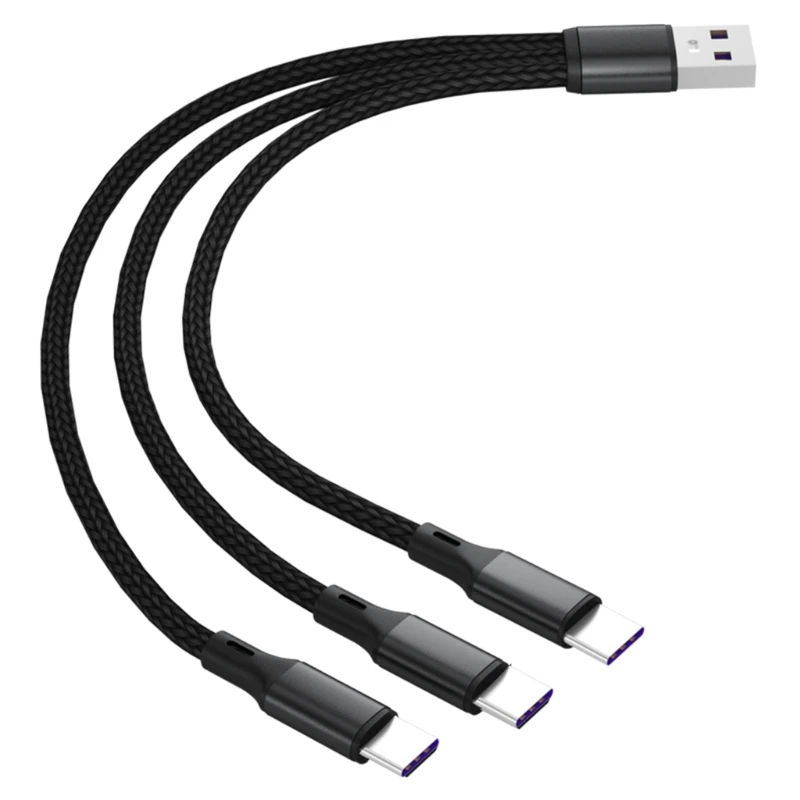 20cm/120cm 3 in 1 Quick Charging Cord USB to 3x Type-C Connectors Cable 5V Multiple Type-C Port Charging Line