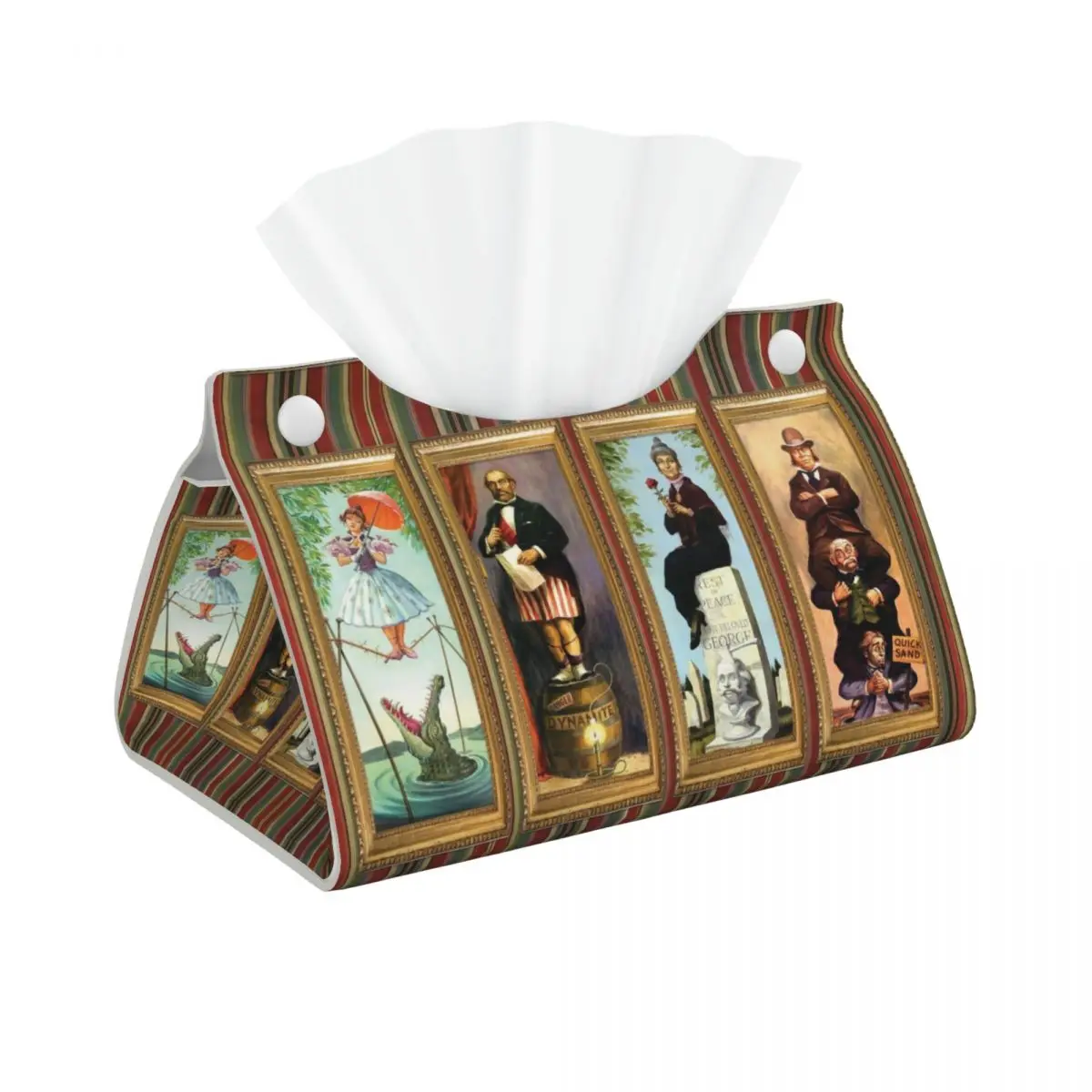 Custom Haunted Mansion Stretching Tissue Box Holder Rectangular PU Leather Facial Tissue Box Cover for Car Office